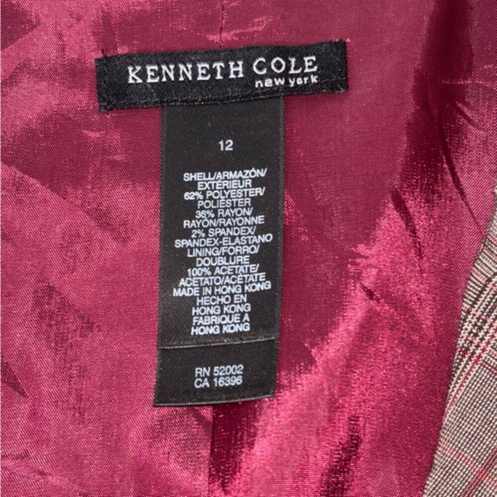Kenneth Cole Plaid Blazer Women's Brown Size 12 - Picture 3 of 10